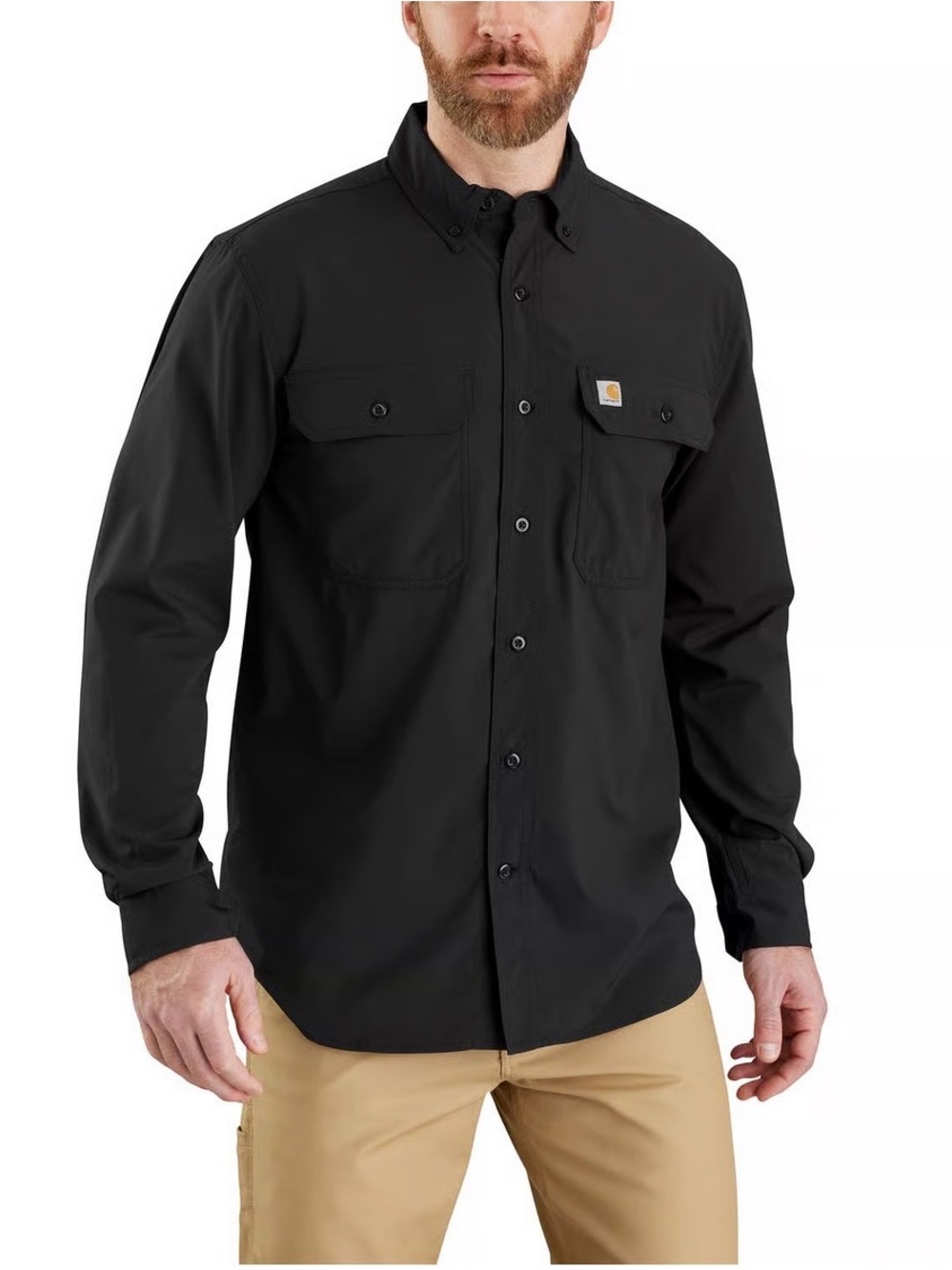 Carhartt force Black Men's Long-Sleeve Work Shirt with Chest Pockets